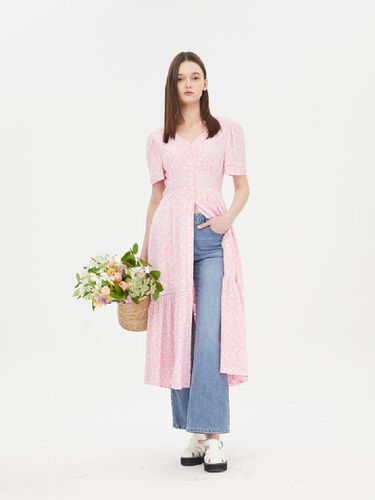 Floral Checkered V-Neck Dress [Pink] (SAOP90431PK) - Sisley - Modalova