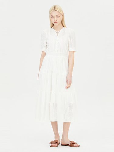 Lace Shirring Ribbon Strap One-Piece Dress (SAOP33431IV) - Sisley - Modalova