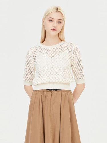 Lace Ribbed Short-Sleeve Blouse (SAWS39431BE) - Sisley - Modalova