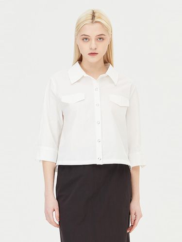 Three-quarter Sleeve Drawstring Hem Blouson Blouse [Beige] (SAWS83431) - Sisley - Modalova