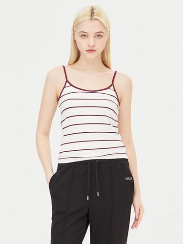 Stripe Ribbed Cotton Blend T-shirt [Beige] - Sisley - Modalova