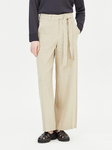 Ecoline Belted Wide Linen Blend Pants (SAPT33431BG) - Sisley - Modalova