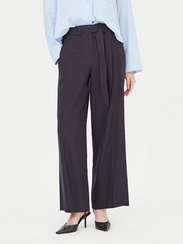 Ecoline Belted Wide Linen Blend Pants (SAPT33431DN) - Sisley - Modalova