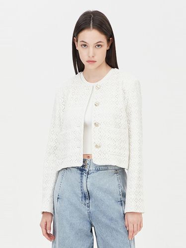 Cotton Nylon Round Neck Lace Jacket [Beige] (SAJK37431) - Sisley - Modalova