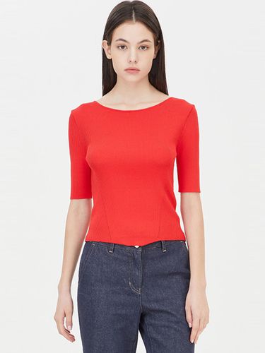 Back Scoop Unbalanced Hem 5-Sleeve Knit (SAKP43431RD) - Sisley - Modalova