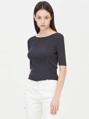 Back Scoop Unbalanced Hem 5-Sleeve Knit (SAKP43431DG) - Sisley - Modalova