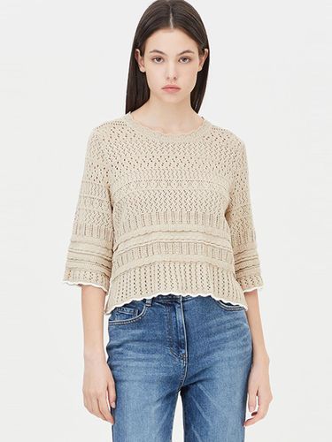 Scallop Eyelet Cotton Textured Knit Pullover (SAKP33431BG) - Sisley - Modalova