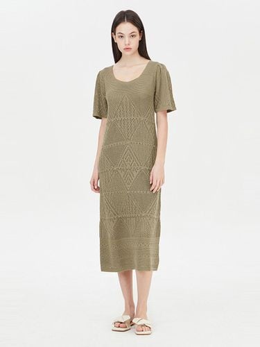 Square Neck Smocked Cotton-Blend Long Dress (SAKO35431KA) - Sisley - Modalova