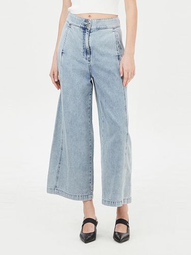 Cut Line Elastic Wide Cotton Denim Pants (SADP38431BL) - Sisley - Modalova