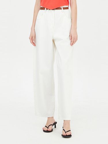 Belted Baggy Wide Cotton Pants [Beige] (SADP35431) - Sisley - Modalova