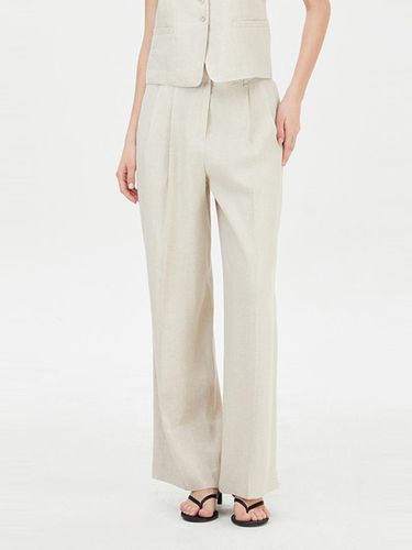 Double Pleated Wide Linen-Rayon Pants (SAPT34431BE) - Sisley - Modalova