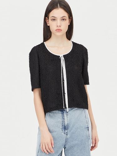 Knit Contrast Short Sleeve Blouse (SAWS47431BK) - Sisley - Modalova