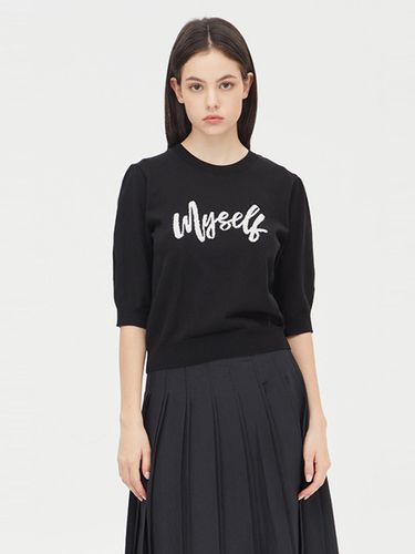 Lettering Volume Sleeve Cotton Blend Knit (SAKP48431BK) - Sisley - Modalova