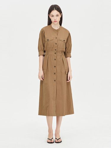 Shirt-Style Elastic Waistband Side Zipper Dress (SAOP36431BR) - Sisley - Modalova