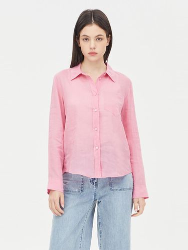 Pocket Embroidered Premium Linen Blouse [Pink] (SAWS42431PK) - Sisley - Modalova