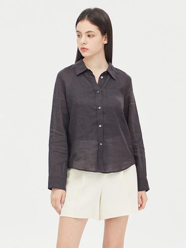 Pocket Embroidered Pure Linen Blouse (SAWS42431DG) - Sisley - Modalova