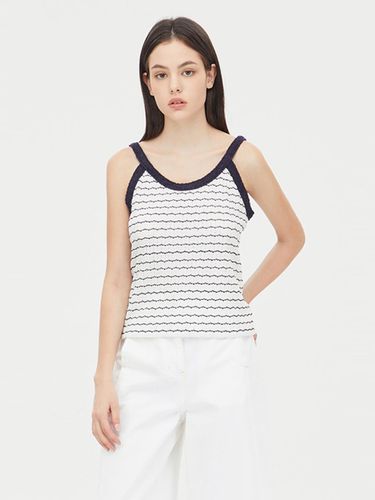 Silver Stripe Sleeveless T-shirt (SATS42431WH) - Sisley - Modalova