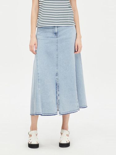 Cut-out Flared Denim Cotton skirt (SASK46431BL) - Sisley - Modalova