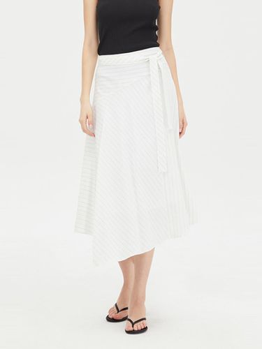 Stripe Belted Linen Full Skirt [Beige] (SASK45431) - Sisley - Modalova