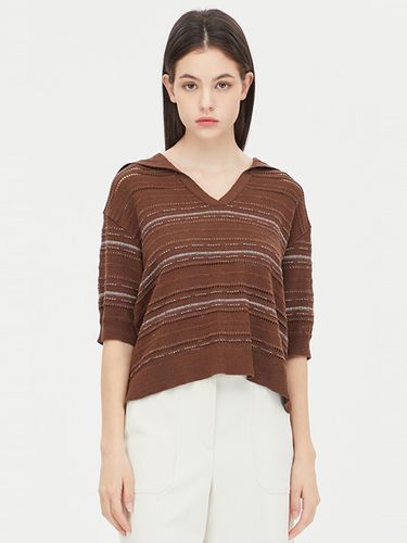 Color Block Stripe Loose Fit Knit (SAKP46431BR) - Sisley - Modalova