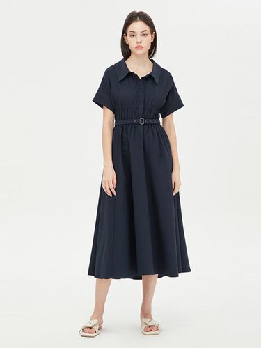 Belted A-line Shirt Collar Dress (SAOP42431NY) - Sisley - Modalova