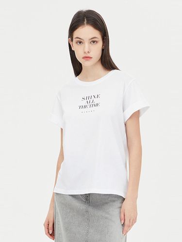 Lettering Roll-up Short Sleeve T-shirt [Beige] (SATS83431) - Sisley - Modalova