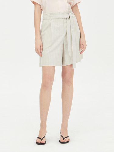 Carrot Stripe Belted Linen Blend Bermuda Pants (SAPT46431BE) - Sisley - Modalova