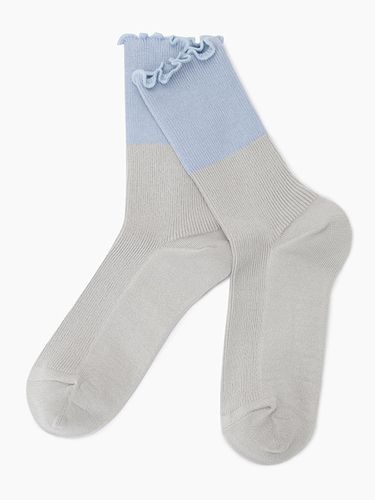 Cotton Blend Frill Color Block Socks (SCSO02411GR) [GR] - Sisley - Modalova