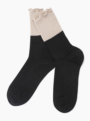 Color Block Frill Cotton Blend Socks (SCSO02411BK) [Black] - Sisley - Modalova