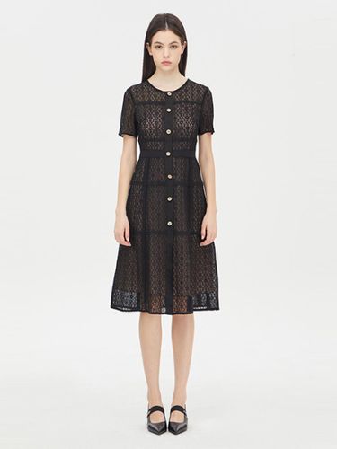 Lace Panel A-line Round Neck Dress (SAOPC6431BK) - Sisley - Modalova