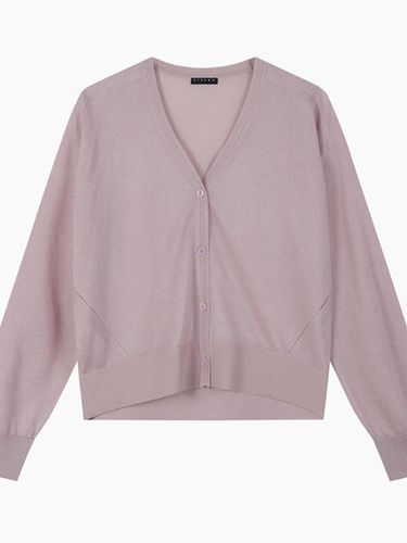 Metal Plain V-neck Ribbed Cardigan [Pink] (SAKC02441PK) - Sisley - Modalova