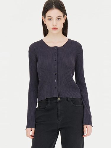 Round Neck Ribbed Linen Touch Cardigan (SAKC06441CG) - Sisley - Modalova