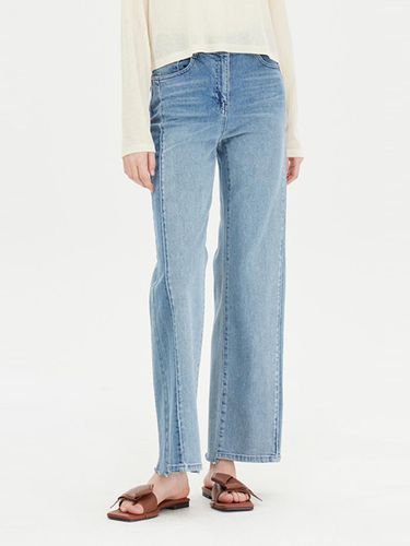 Side Slit Wide Stretch Denim Pants (SADP01441BL) - Sisley - Modalova