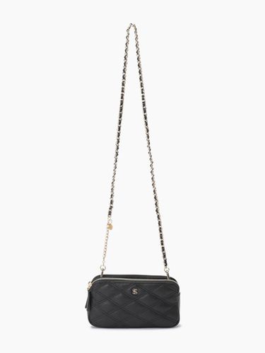 Quilted Double Zipper Pearl Chain Leather Bag (SCBG01441BK) - Sisley - Modalova