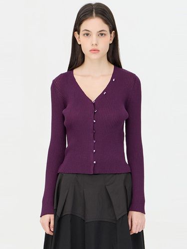 V-neck Ribbed Slim Fit Cardigan (SAKC04441PP) - Sisley - Modalova