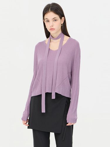 Ribbed V-neck Tie Wool Silk Knit [PP] (SAKP08441) - Sisley - Modalova