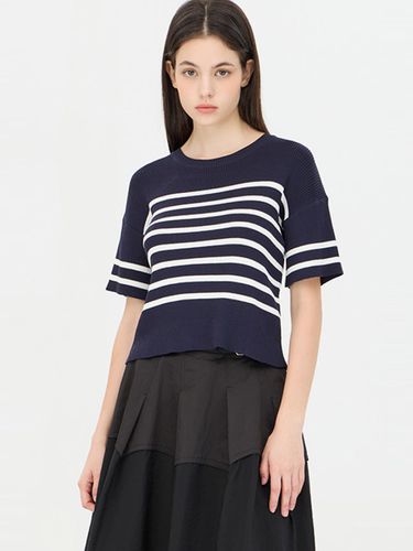 Back Ribbon Stripe Rayon Blend Knit [Navy] (SAKP12441NY) - Sisley - Modalova