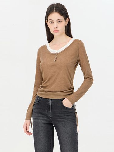 Layered Adjustable Shirring T-shirt [Brown] (SATS07441BR) - Sisley - Modalova