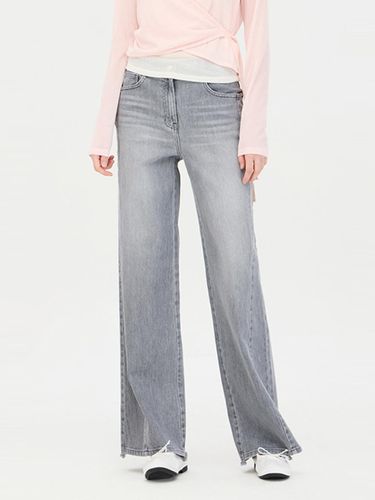 Side Slit Wide Stretch Denim Pants (SADP01441GR) - Sisley - Modalova