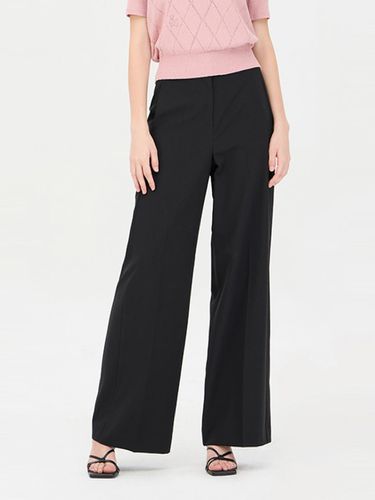 Side Slit Wide Leg Straight Pants (SAPT02441BK) - Sisley - Modalova