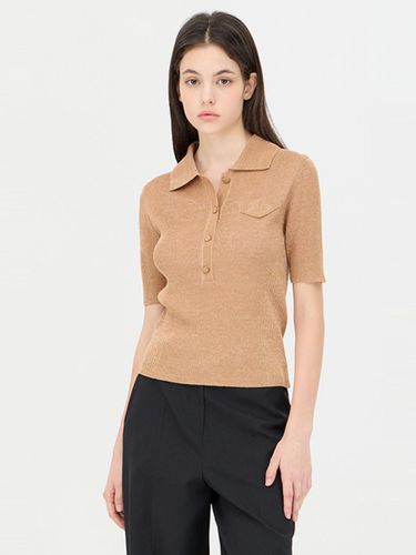 Metallic Ribbed Collar Knit Pullover [Beige] (SAKP05441BG) - Sisley - Modalova