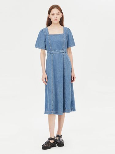 Square Neck A-Line Cotton Denim Dress (SAOPE4431BL) - Sisley - Modalova