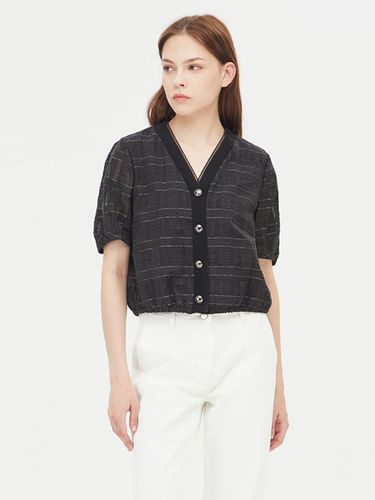 Knit Short-Sleeved Cropped Check Jacket (SAJKE4431BK) - Sisley - Modalova