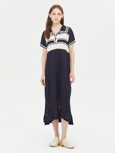 Collar Knit Mesh Button Dress (SAKOE8431NY) - Sisley - Modalova