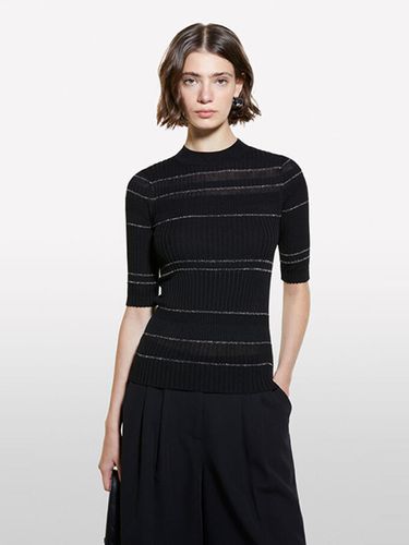 Striped Short-Sleeve Metallic Ribbed Knit (1Y28L104ZBK) - Sisley - Modalova