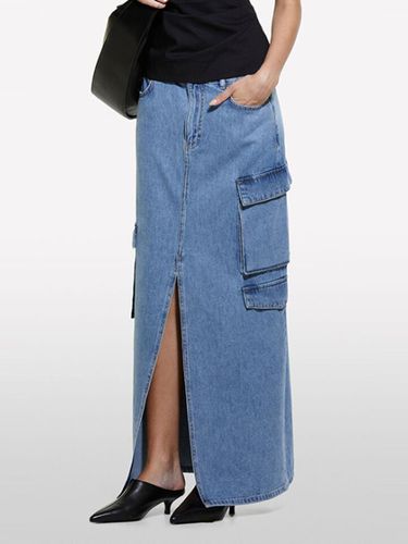 Cargo Asymmetrical Maxi Denim Skirt (4AGWL0025BL) - Sisley - Modalova