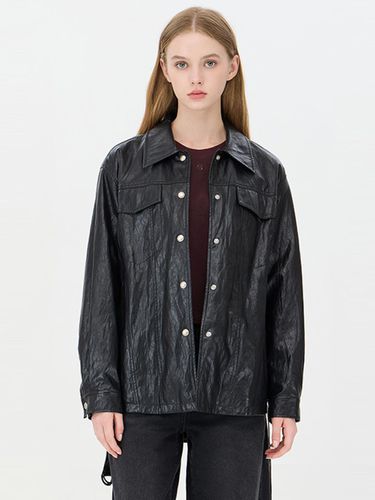 Oversized Belted Faux Leather Jacket (SALE01441BK) - Sisley - Modalova