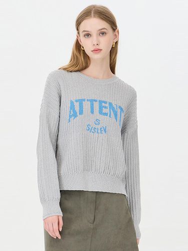 Lettering Jacquard Round Neck Knit Pullover [GR] (SAKP09441) - Sisley - Modalova