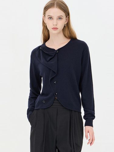 Wave Frill Shirring Wool Blend Cardigan (SAKC11441DN) - Sisley - Modalova