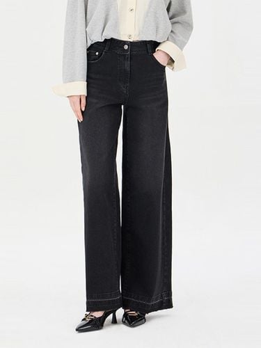 Back-pleated Wide-leg Hem-washed Denim Pants (SADP11441BK) - Sisley - Modalova